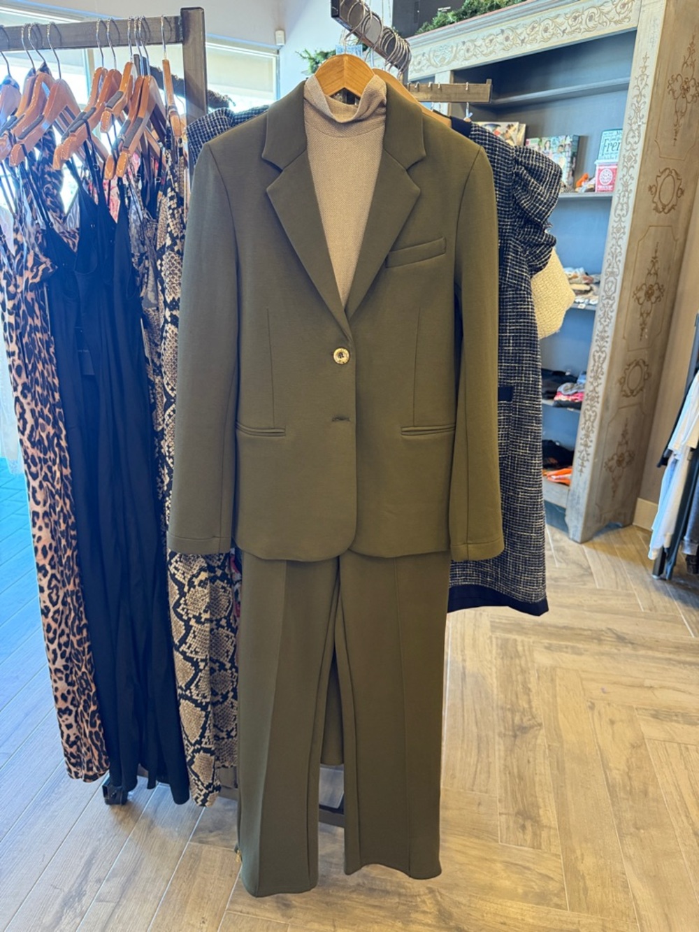Care Tucker Olive Blazer and Pant Set MACHINE WASHABLE